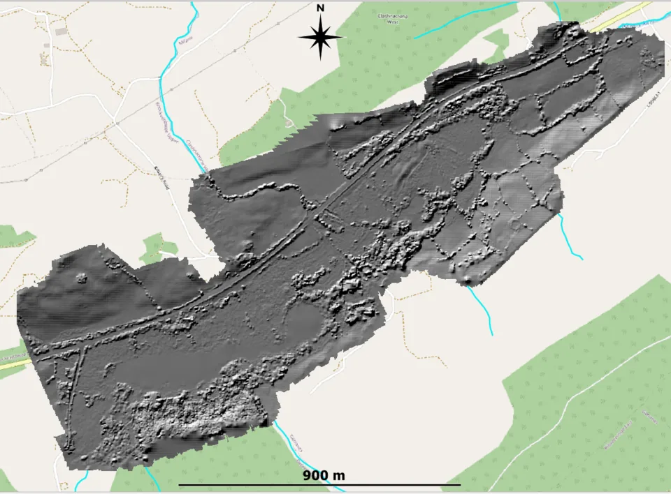 The Digital Elevation Model displayed as Hillshade