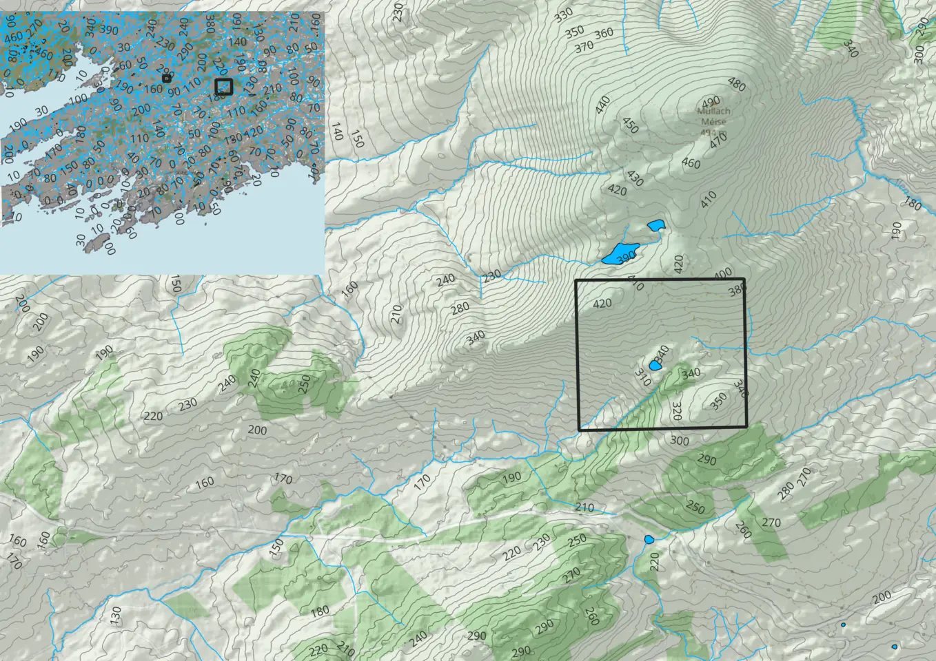 The location of the Glandart lake in West Cork, in south west Ireland.