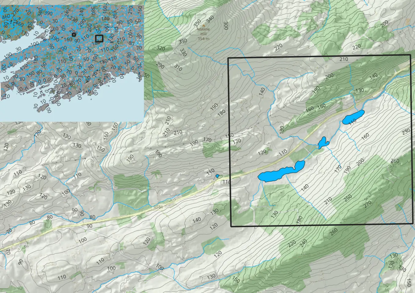 The location of the Three Lakes site in West Cork, in south west Ireland.