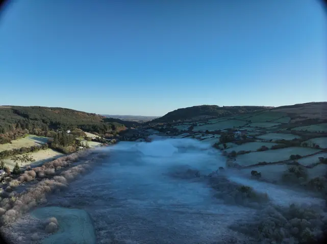 Aerial view looking east