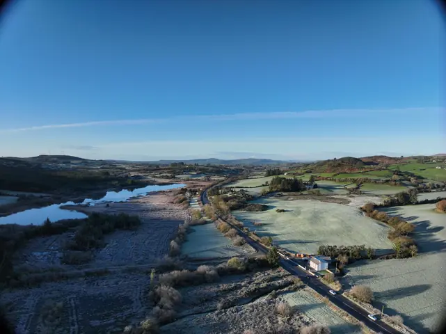 Aerial view looking west
