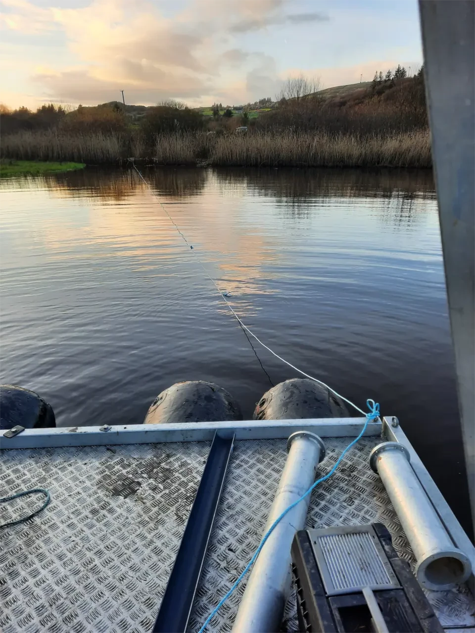 The coring raft launched on the lake